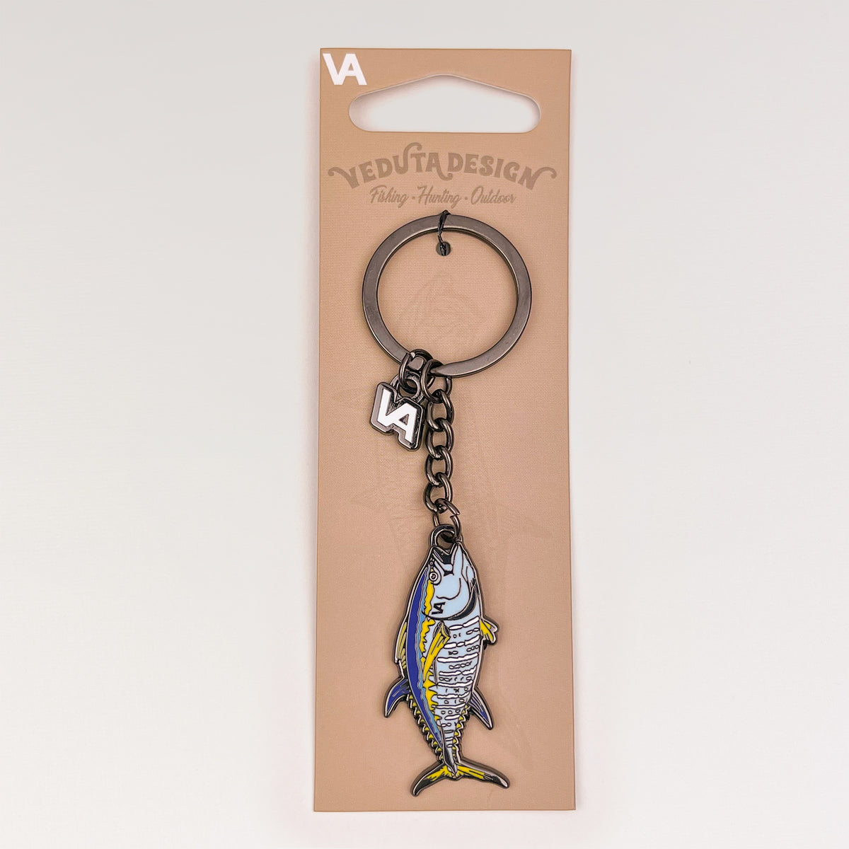 Bluefin Tuna keychain on branded cardboard hang-tab packaging