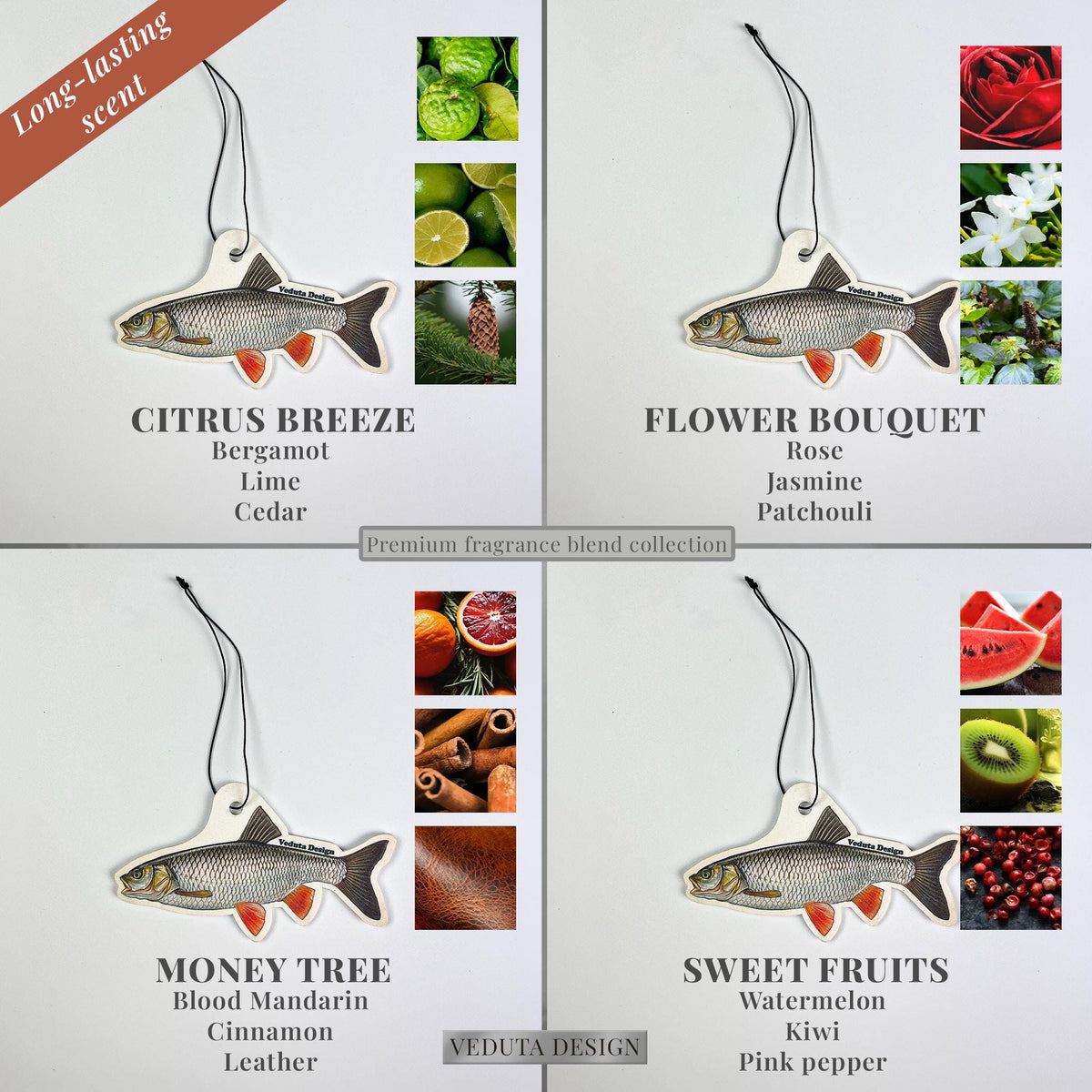 Chub air freshener in four scents: Citrus Breeze, Flower Bouquet, Money Tree, Sweet Fruits