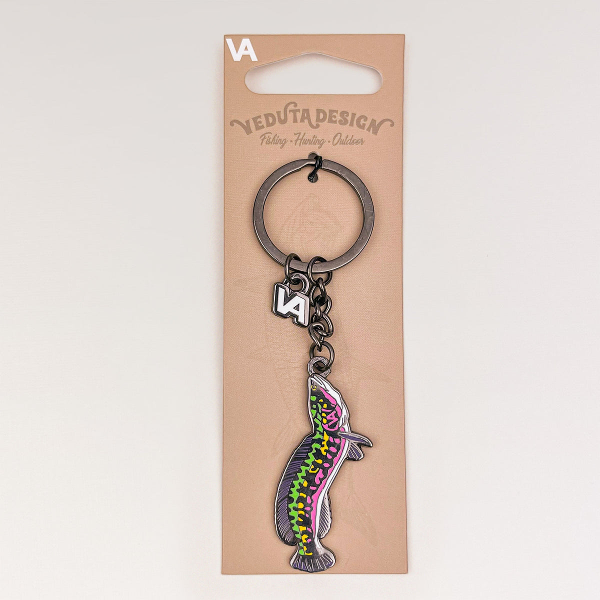 Giant Snakehead keychain on branded cardboard hang-tab packaging