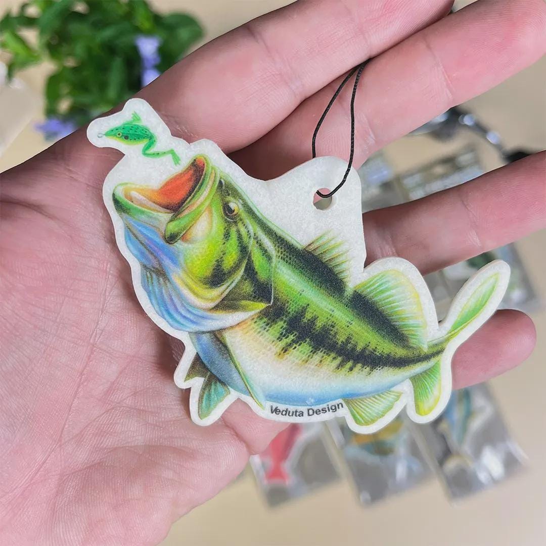 Largemouth Bass air freshener held in hand