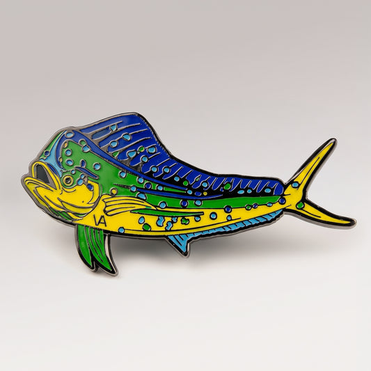 Mahi Mahi pin, side profile, on a white studio background