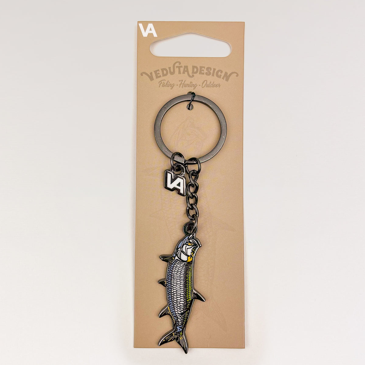 Tarpon keychain on branded cardboard hang-tab packaging